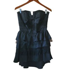 Bebe Ruffle Tiered Bow Sleevless Lbd Dress Medium y2K